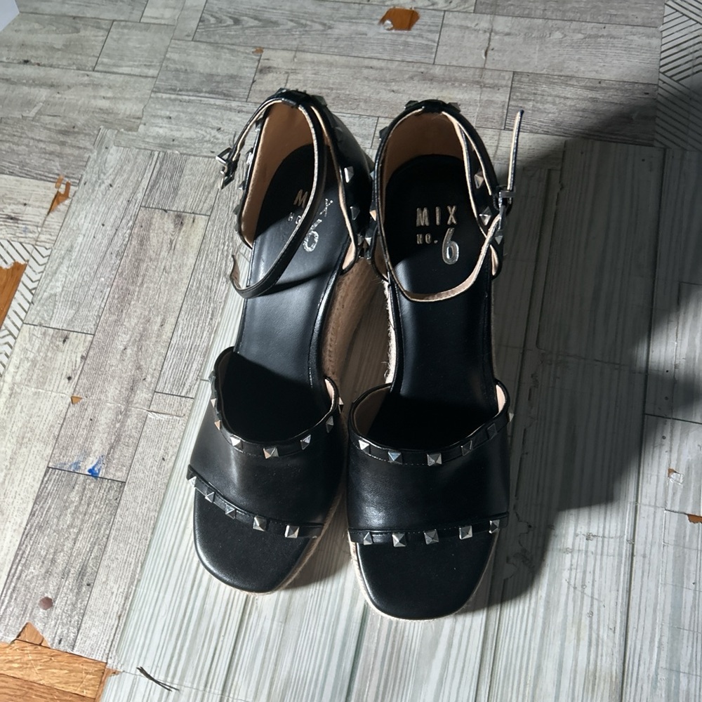 Mix No. 6 Black Sandals with Silver Studs